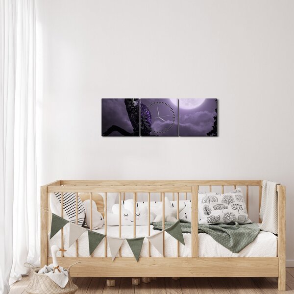 Tablou - Bufniță de noapte, violet (cu ceas) (90x30 cm)