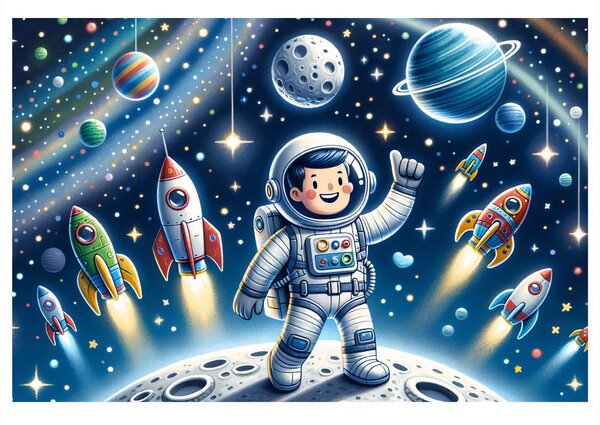 Tablou mic astronaut într-o misiune de aventură