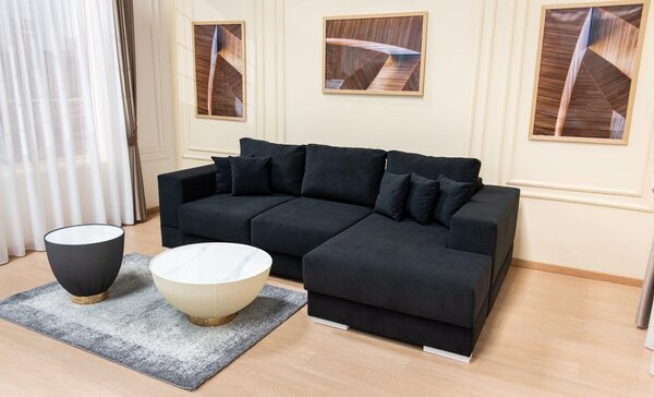 Colțar Extensibil Boston Negru - Vega 70 Dreapta