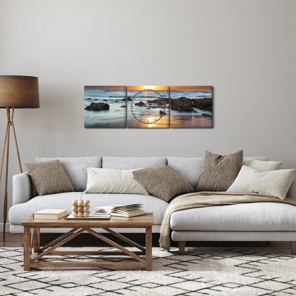 Tablou - Marea scăldată de soare (cu ceas) (90x30 cm)