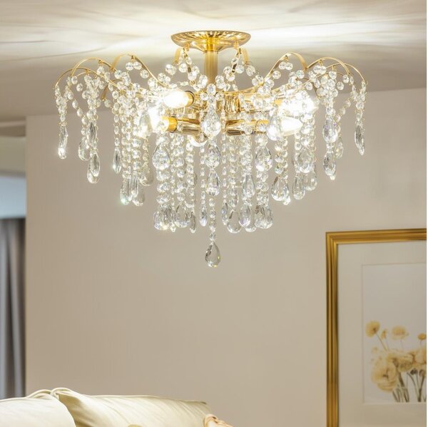 Lustră de cristal aplicată Brilagi CRYSTAL 6xE14/60W/230V auriu