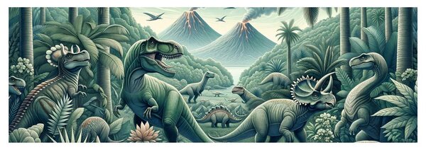 Tablou lumea sălbatică a dinozaurilor