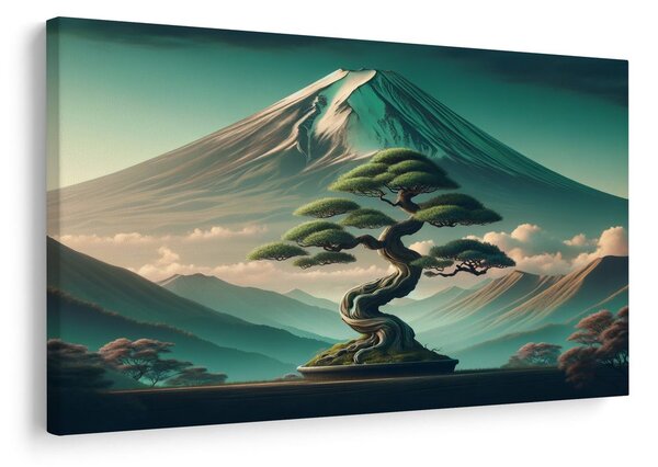 Tablou bonsai și munte în stil japonez