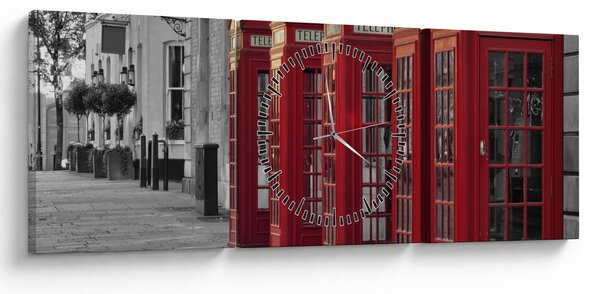 Tablou - Cutii telefonice din Londra (cu ceas) (90x30 cm)
