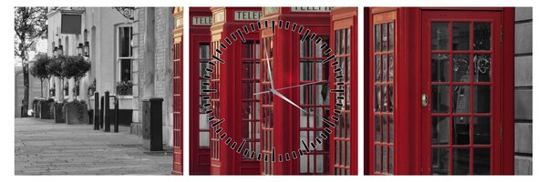 Tablou - Cutii telefonice din Londra (cu ceas) (90x30 cm)