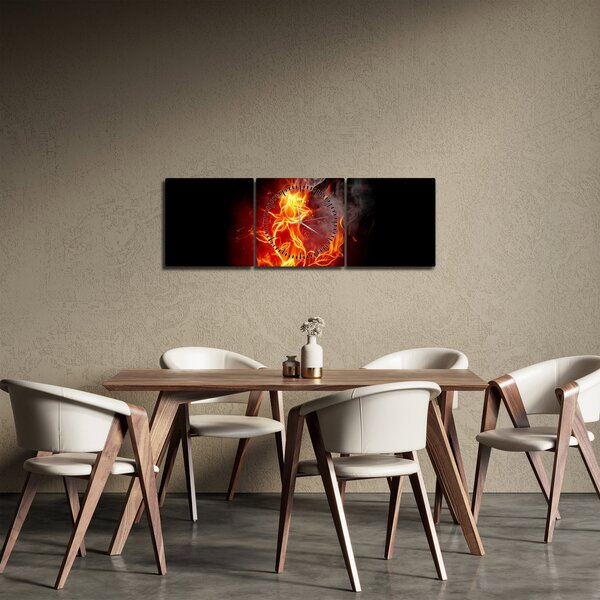 Tablou - Trandafiri în foc (cu ceas) (90x30 cm)