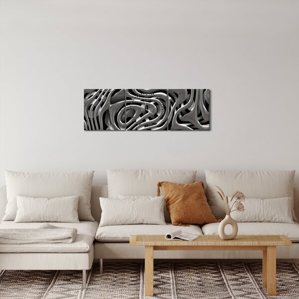 Tablou - Abstractizare metalică (cu ceas) (90x30 cm)
