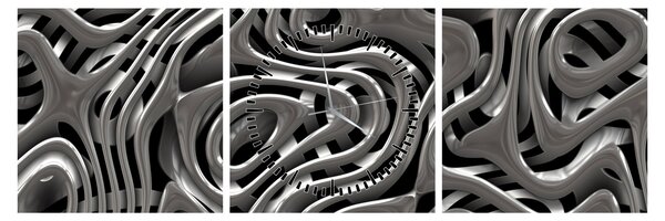 Tablou - Abstractizare metalică (cu ceas) (90x30 cm)