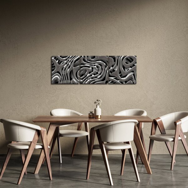 Tablou - Abstractizare metalică (cu ceas) (90x30 cm)