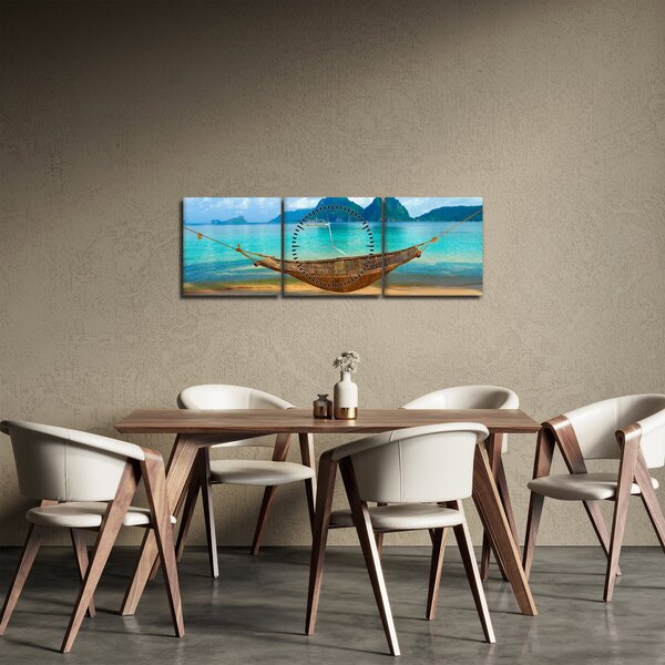 Tablou - Hamac pe plajă (cu ceas) (90x30 cm)