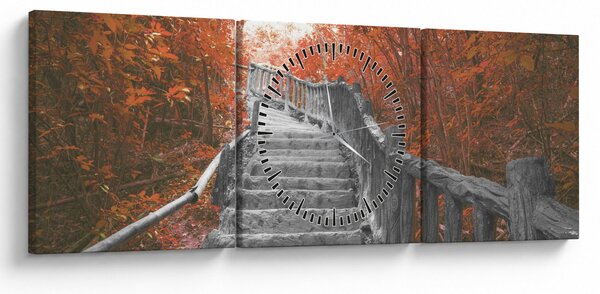 Tablou - Scări în natură, portocaliu (cu ceas) (90x30 cm)