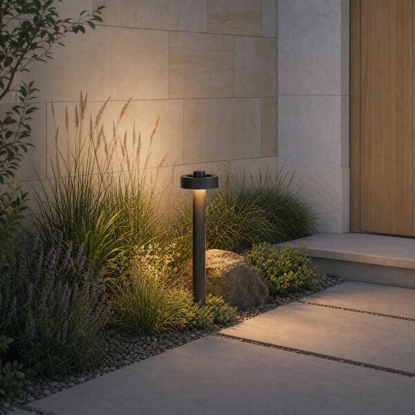 Lucande Bornă luminoasă LED Nirella, 60 cm, negru, CCT, IP65, Negru, Metal, Modern