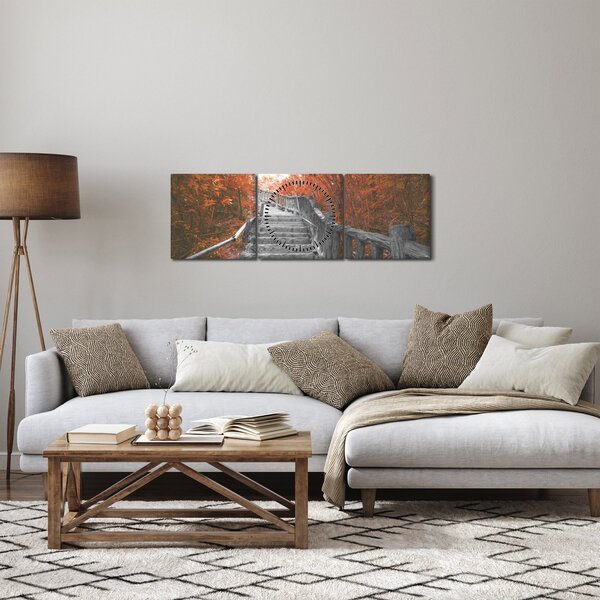 Tablou - Scări în natură, portocaliu (cu ceas) (90x30 cm)