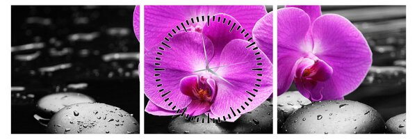 Tablou - Orhidee violet (cu ceas) (90x30 cm)