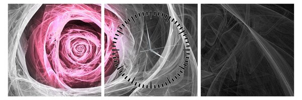 Tablou - Trandafir abstract, fucsia (cu ceas) (90x30 cm)