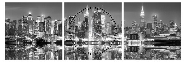 Tablou - New York, alb-negru (cu ceas) (90x30 cm)
