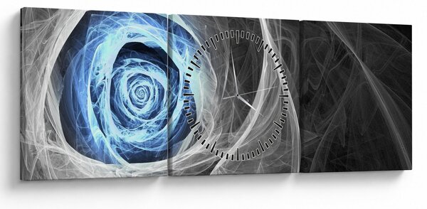 Tablou - Abstract Rose Blue (cu ceas) (90x30 cm)