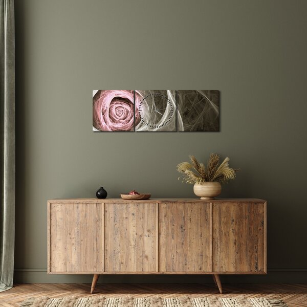 Tablou - Abstract trandafir roz deschis roz (cu ceas) (90x30 cm)