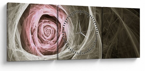 Tablou - Abstract trandafir roz deschis roz (cu ceas) (90x30 cm)