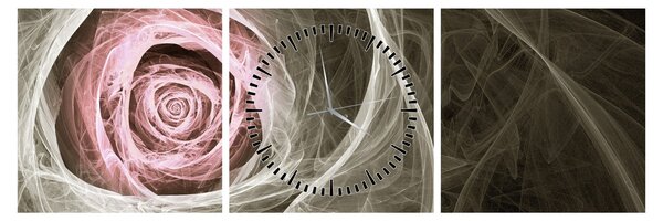 Tablou - Abstract trandafir roz deschis roz (cu ceas) (90x30 cm)
