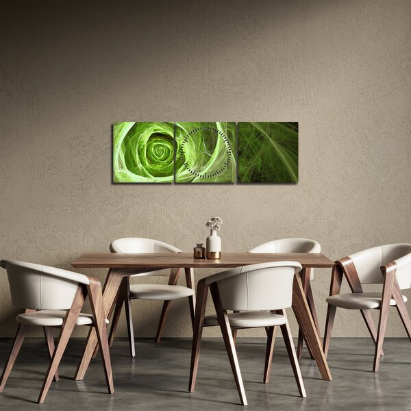 Tablou - Abstract Rose Green (cu ceas) (90x30 cm)