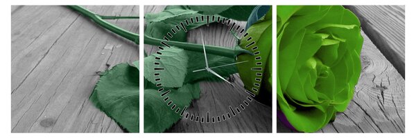 Tablou - Trandafir verde (cu ceas) (90x30 cm)