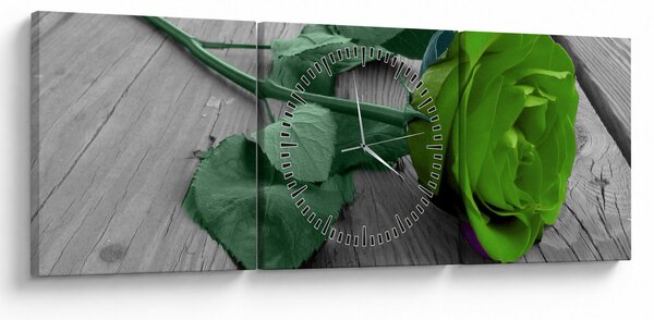 Tablou - Trandafir verde (cu ceas) (90x30 cm)