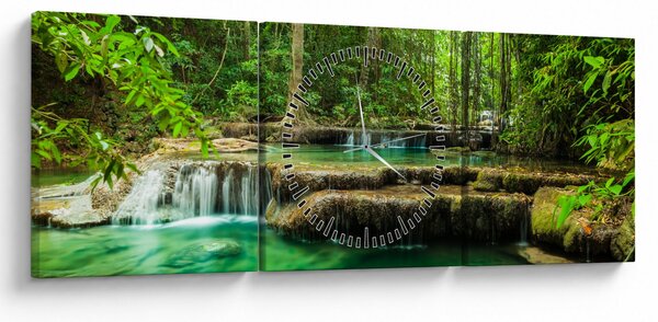 Tablou - Cascada verde (cu ceas) (90x30 cm)