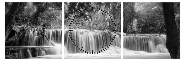 Tablou - Cascada alb-negru și alb (cu ceas) (90x30 cm)