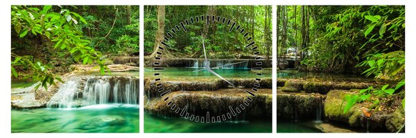 Tablou - Cascada verde (cu ceas) (90x30 cm)