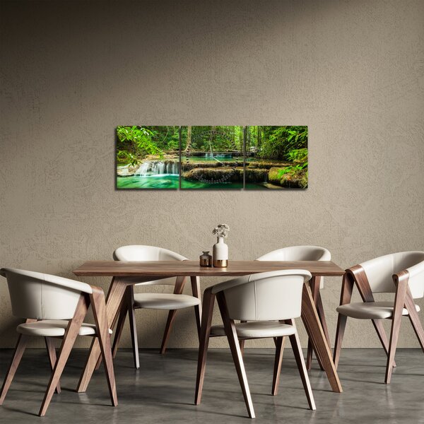 Tablou - Cascada verde (cu ceas) (90x30 cm)