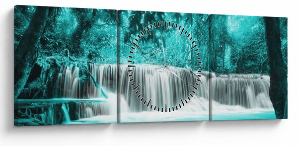 Tablou - Cascada albastră (cu ceas) (90x30 cm)