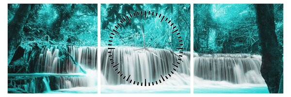 Tablou - Cascada albastră (cu ceas) (90x30 cm)