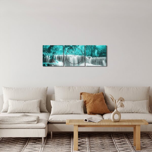 Tablou - Cascada albastră (cu ceas) (90x30 cm)