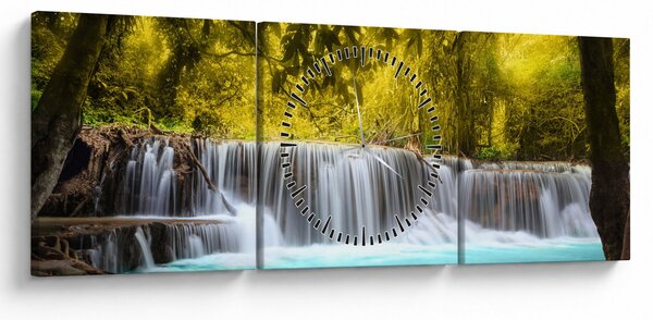 Tablou - Cascadă, cu culori strălucitoare (cu ceas) (90x30 cm)
