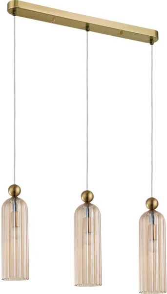 Lustră suspendată PIEGA pe cablu, 3xE14/40W/230V, alamă/bej fumuriu