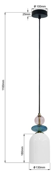 Pendul cu cablu TROPEA 1xE27/15W/230V negru/mov fumuriu/albastru/alb