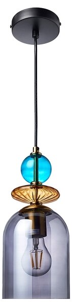 Pendul pe cablu TROPEA 1xE27/15W/230V negru/albastru fumuriu/bej