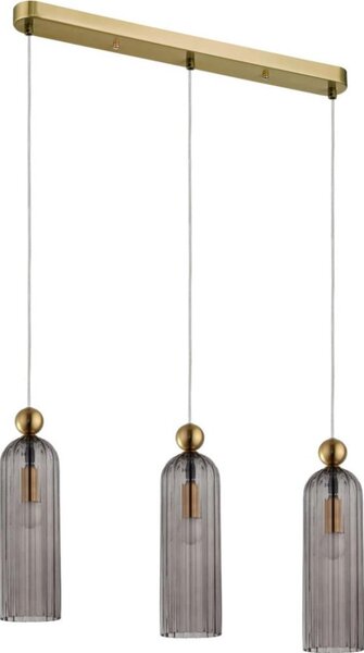 Lustră pe cablu PIEGA 3xE14/40W/230V, alamă/negru fumuriu