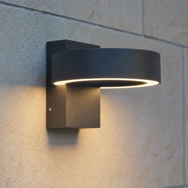Lucande Aplică de exterior cu LED Nirella, negru, CCT, IP65, Negru, Metal, Modern