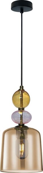 Lustră suspendată pe cablu TROPEA 1xE27/15W/230V negru/fumuriu bej/roz