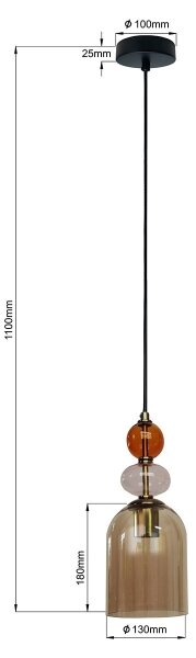 Lustră suspendată pe cablu TROPEA 1xE27/15W/230V negru/roșu fumuriu/bej