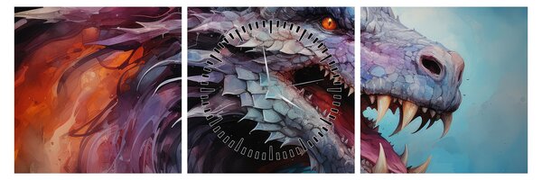 Tablou - Ilustrație a unui dragon (cu ceas) (90x30 cm)