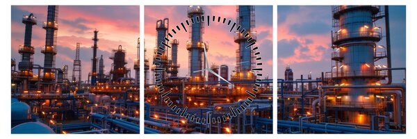 Tablou - Instalație industrială (cu ceas) (90x30 cm)