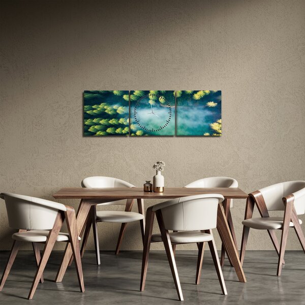 Tablou - O pădure învăluită în ceață (cu ceas) (90x30 cm)