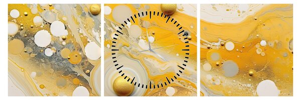 Tablou - fundal abstract cu decor de aur (cu ceas) (90x30 cm)