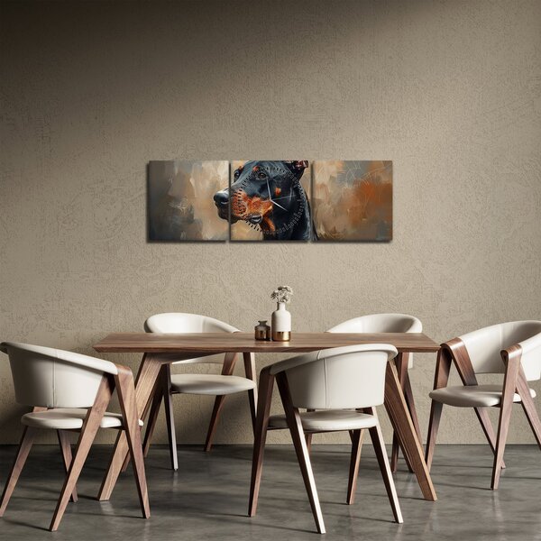 Tablou - Portretul lui Dobrman (cu ceas) (90x30 cm)