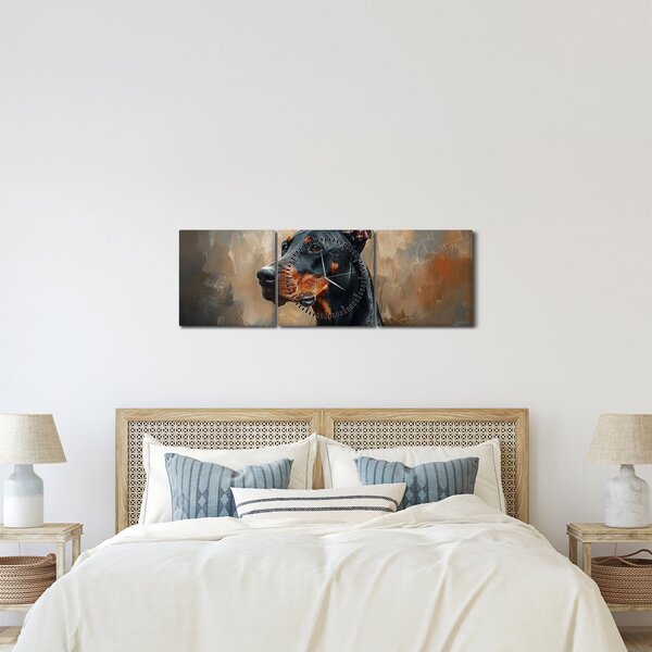 Tablou - Portretul lui Dobrman (cu ceas) (90x30 cm)