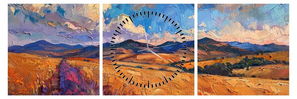 Tablou - Pictură în ulei de peisaj (cu ceas) (90x30 cm)