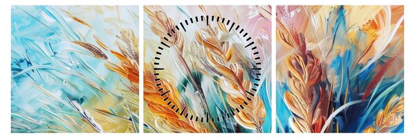 Tablou - Grâu, abstracție (cu ceas) (90x30 cm)